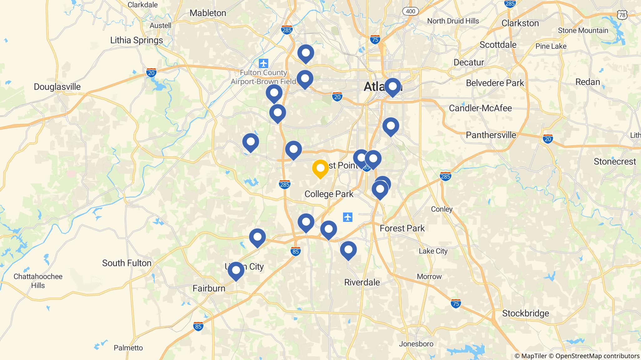 Street map of the ATM area